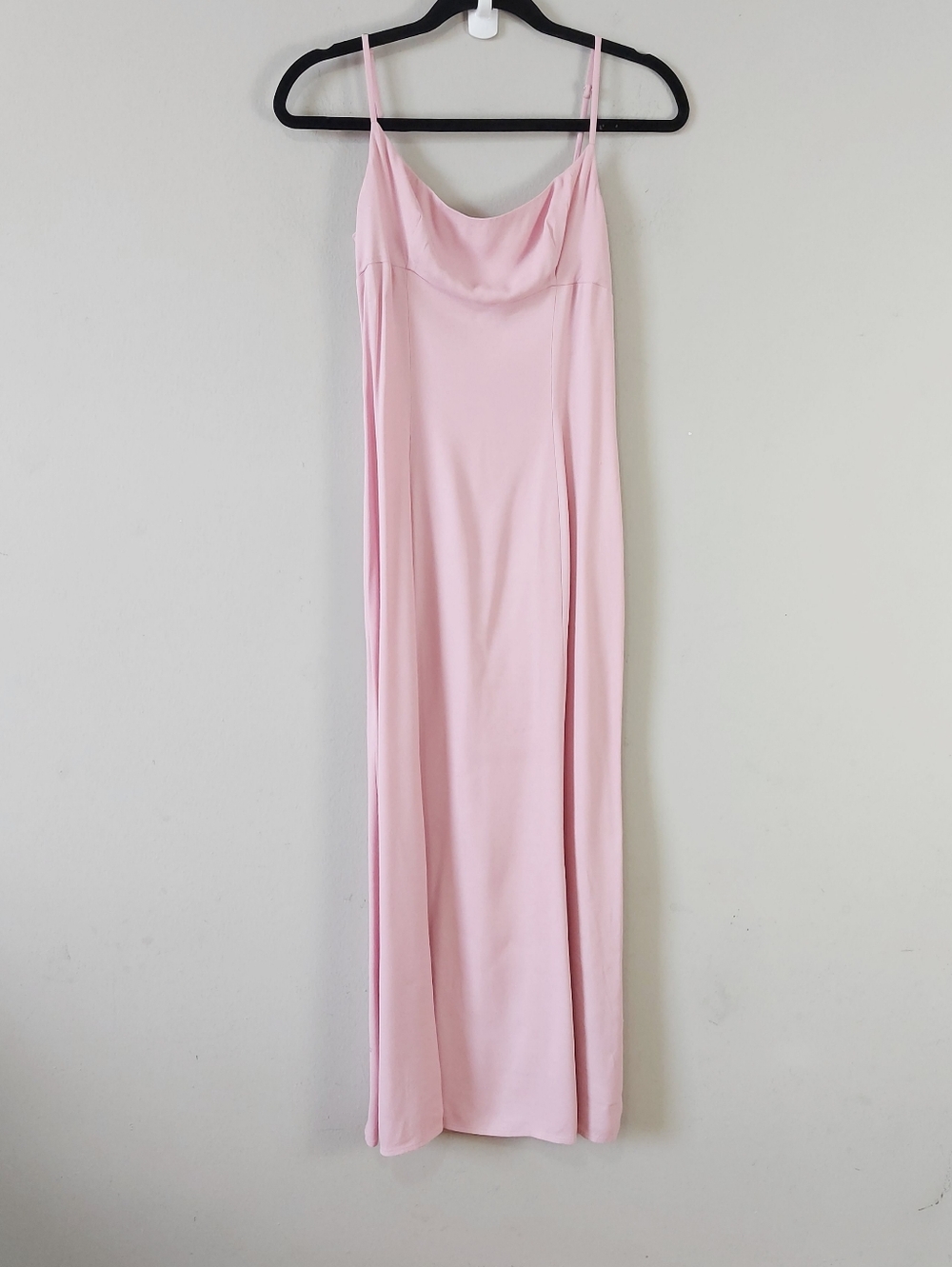 Reformation Liya Spaghetti Straps Straight Neckline Pink Slip Midi Dress Size 2
